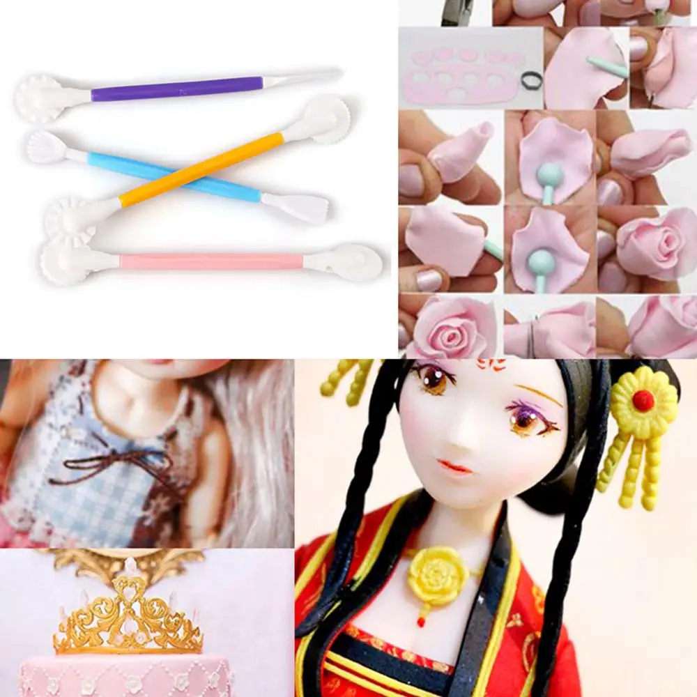 4Pcs DIY Fondant Carving Cake Knife Tool Set Pastry Making Carved Molds Tools fondant Mold Baking Kitchen Accessories | Дом и сад