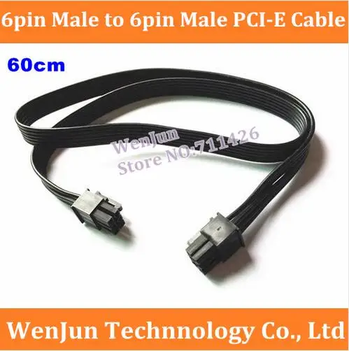 

DHL/EMS Free Shipping 6Pin Male to 6-Pin Male PCI-E PCI Express GPU Power Extension Cable 60cm Refined Wire For video card