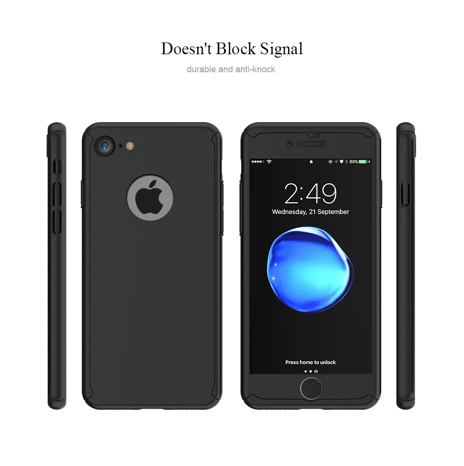 Adtismark 360 градусов полное покрытие чехол для iPhone 6 6S 7 8 плюс 5 5S SE Крышка из