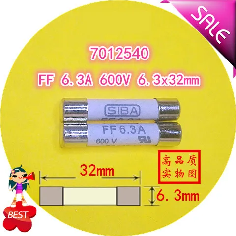Предохранитель 7012540 FF 6.3A AC 600V 6x32mm керамические Предохранители|Перемычки| |