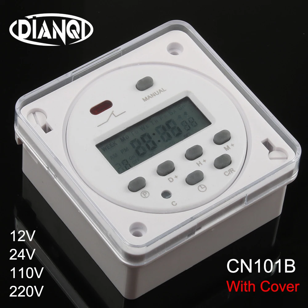 CN101B AC 12V 24V 110V 220V Digital LCD Power Timer NO NC Programmable Time Switch Relay with protective cover weekly 7days