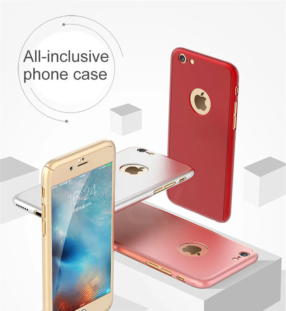 Чехол Gold Orchid 360 для iPhone 6, 6s, 7 Plus, чехол, ударопрочный, полная защита, закаленное стекло для iPhone 5, 5S, 8, 8 Plus, X