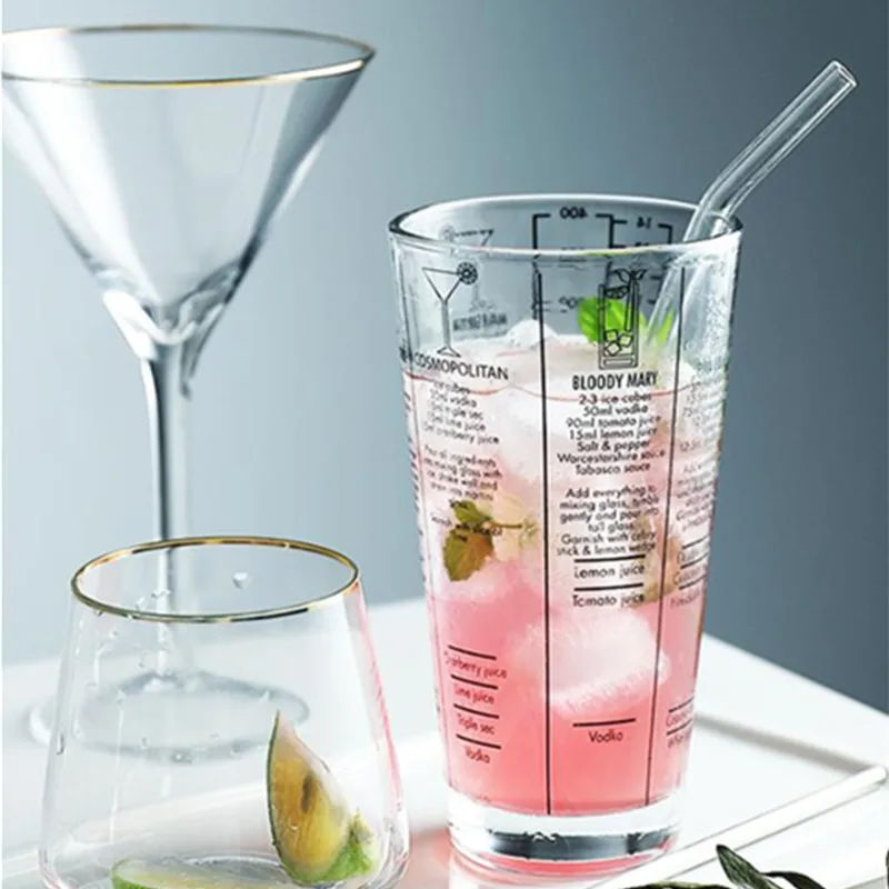 Стеклянный шейкер для коктейля объемом 400 мл с крышкой из нержавеющей стали