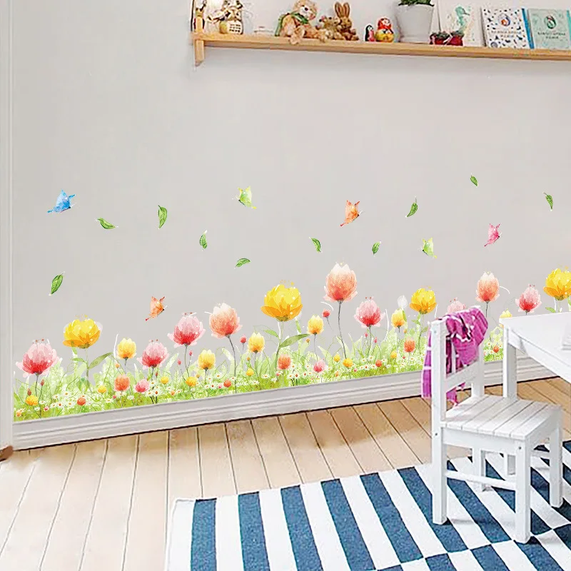 Садовый цветок трава растения наклейки на плинтус и стены Дети номеров домашний