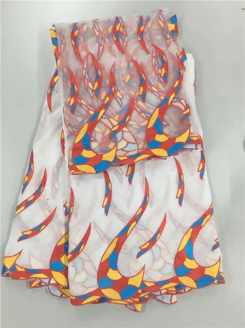 2017 Африканский Кружева Ткань Стиль Базен Riche Getzner хлопок Французский сеть с Orange