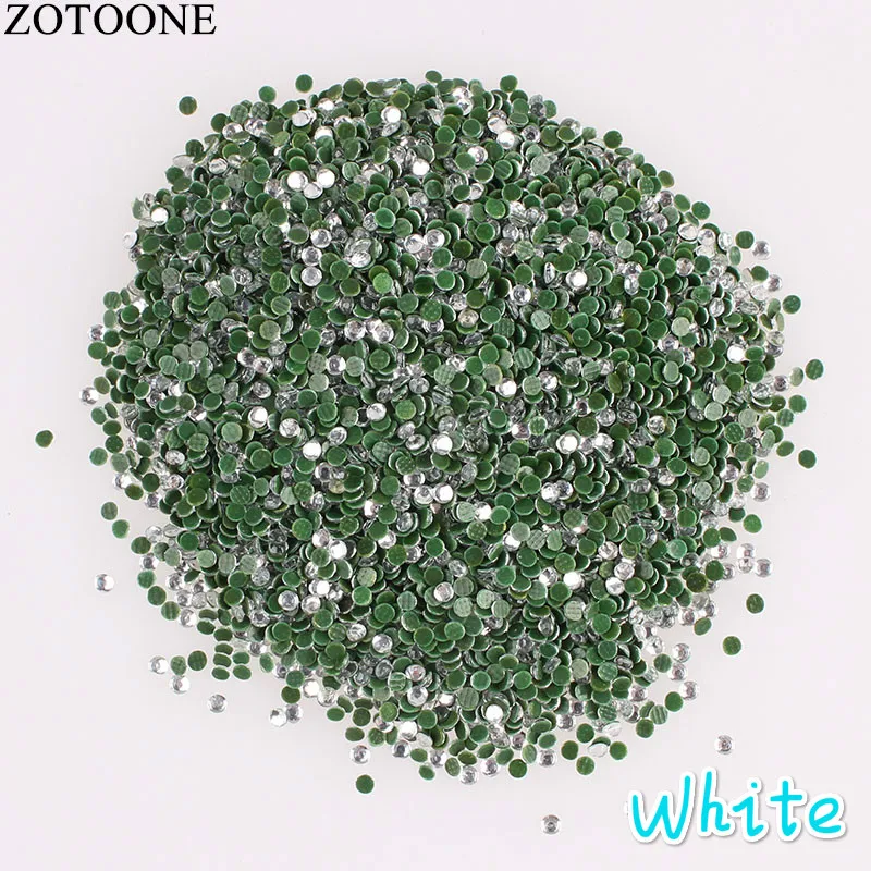 ZOTOONE SS6 SS16 цветные стразы с плоским основанием для рукоделия, пришивные стразы, аксессуары для отделки, аппликация C - Цвет: White