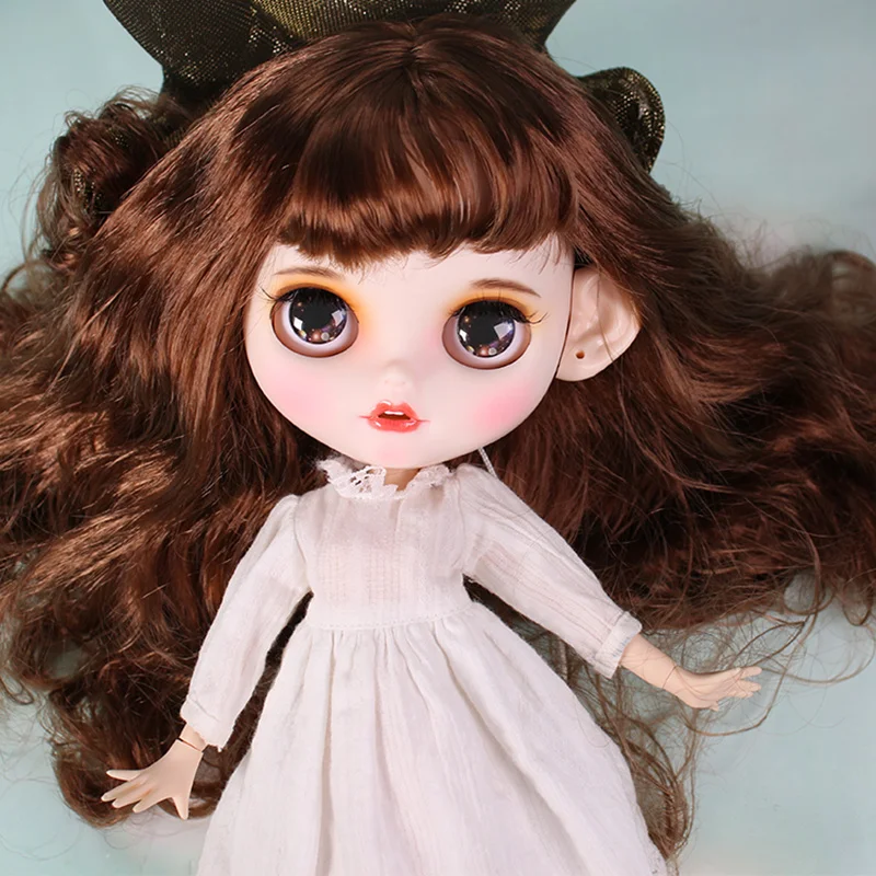 ICY blyth кукла матовое лицо белая кожа милый коричневый кудрявый волос костюм куклы с зубами губы брови 30 см DIY BJD SD подарок