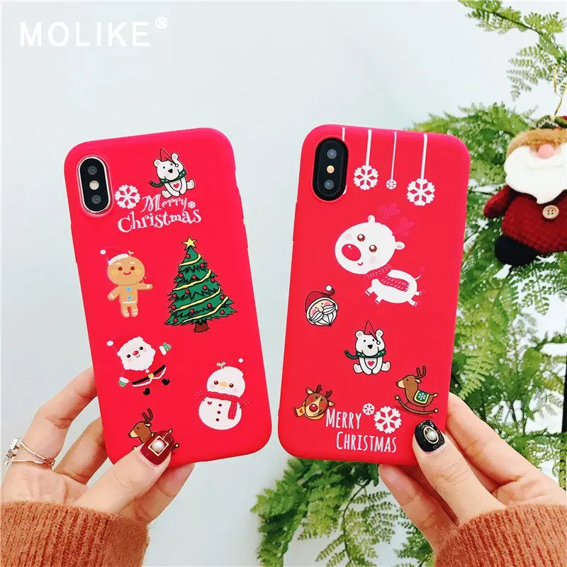 MOLIKE Phone Case For iPhone 6 S 6s 7 8 Plus X XR XS Max Cute Cartoon Christmas Soft TPU 5 5S SE Cover Coque |