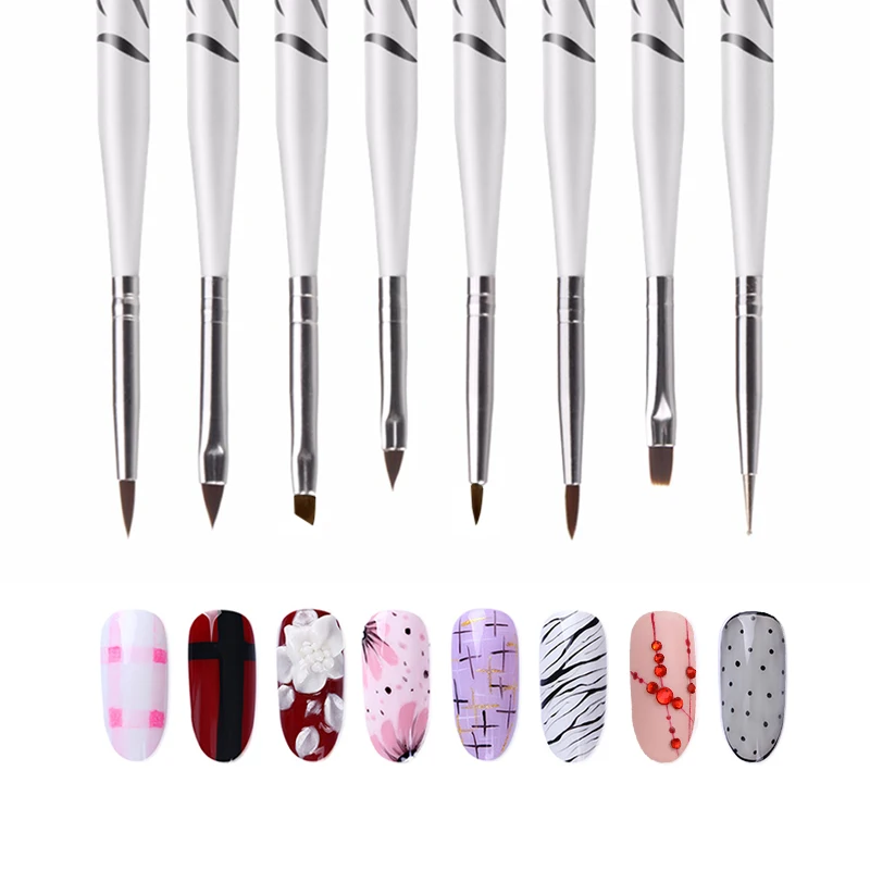 8 шт. дизайн ногтей ручка с кисточкой набор Профессиональная деревянная для