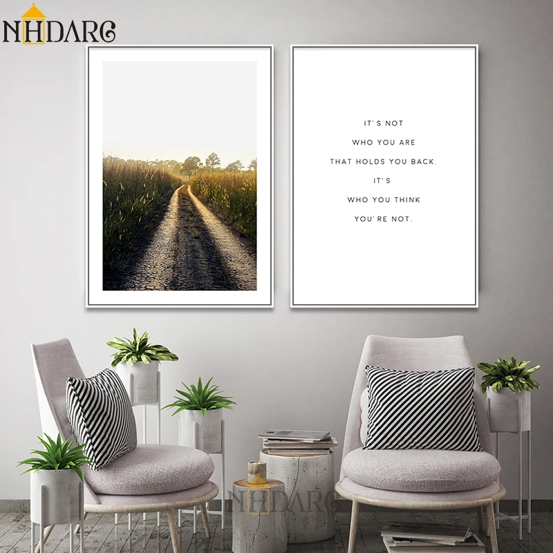 Nordic Posters and Prints Canvas Painting Art Field Trail Quote Wall Pictures for Living Room Bedroom Cuadros Home Decor | Дом и сад