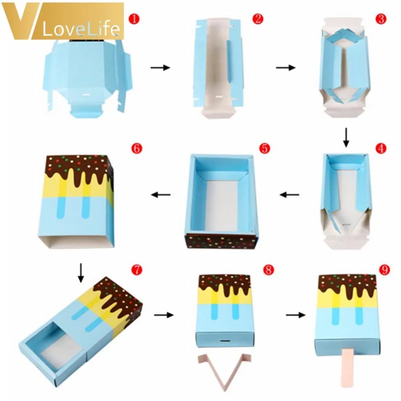 10 шт. подарочные коробки в форме мороженого для детского душа коробка конфет дня