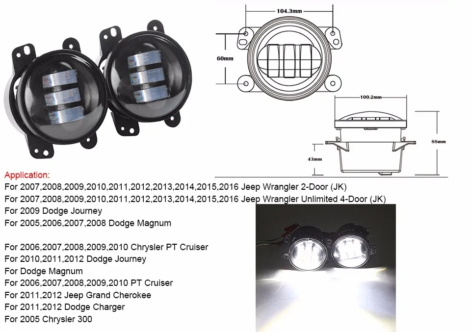 2 шт./компл.) 12v 4 дюйма 30 Вт светодиодные противотуманные фары внедорожный восокомощный автомобильный светильник для Jeep Wrangler светодиодные противотуманные светильник