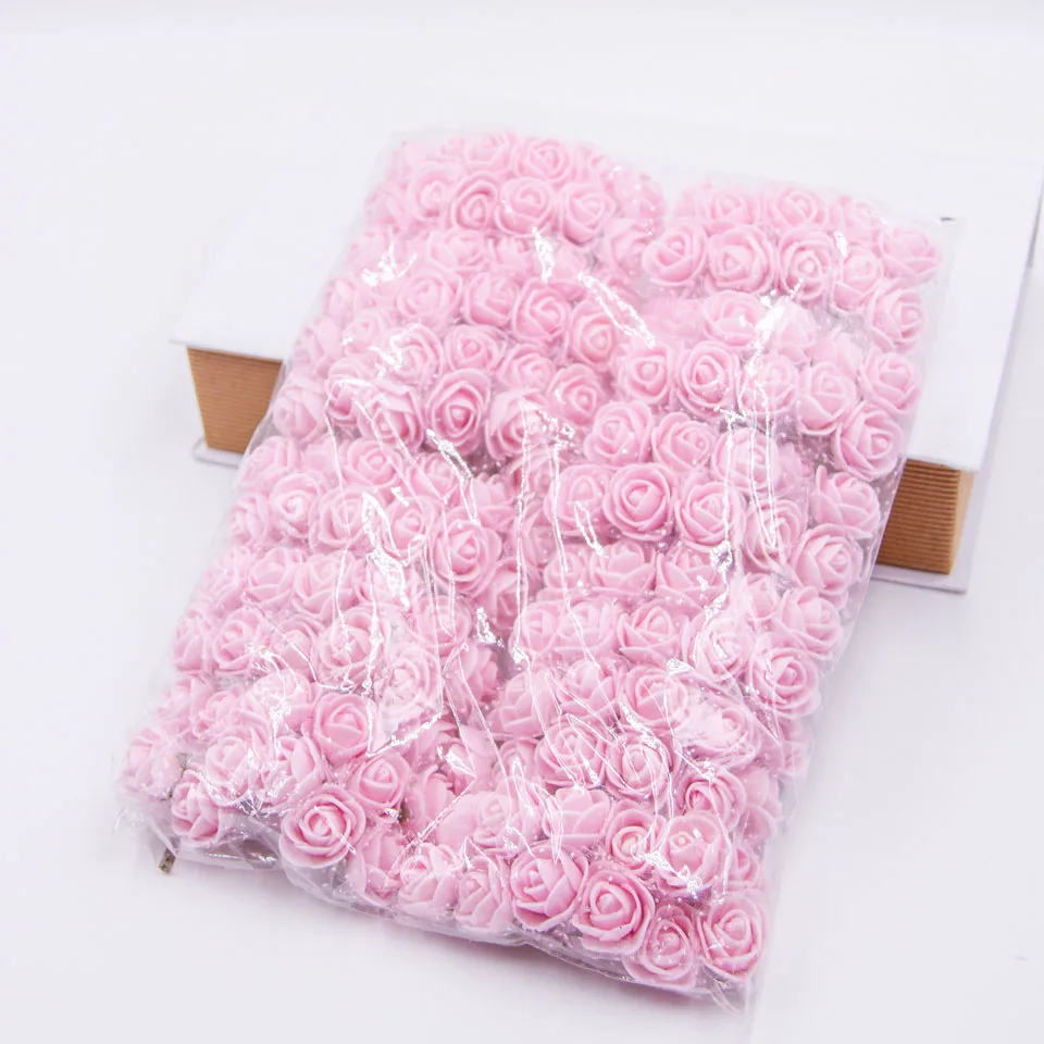 Light pink 144 шт разноцветный Искусственный цветок розы из пенопласта для свадьбы, дома, вечерние украшения и свадебные украшения для автомобиля - Цвет: Light pink
