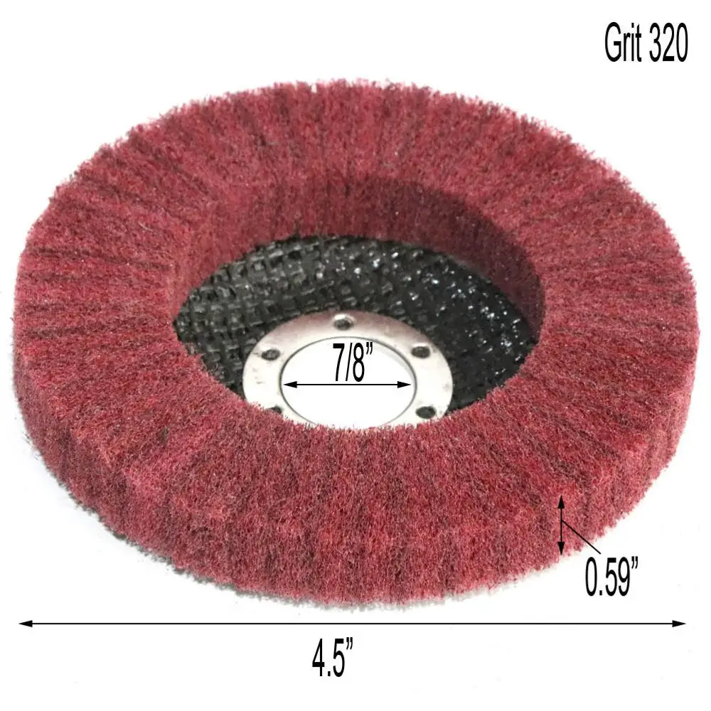 Grit 320 4-1/" ×7/8" полировальный шлифовальный диск из нейлонового волокна, нетканый 115*22 мм шлифовальный круг для шлифовальной машины - Цвет: Grit 320
