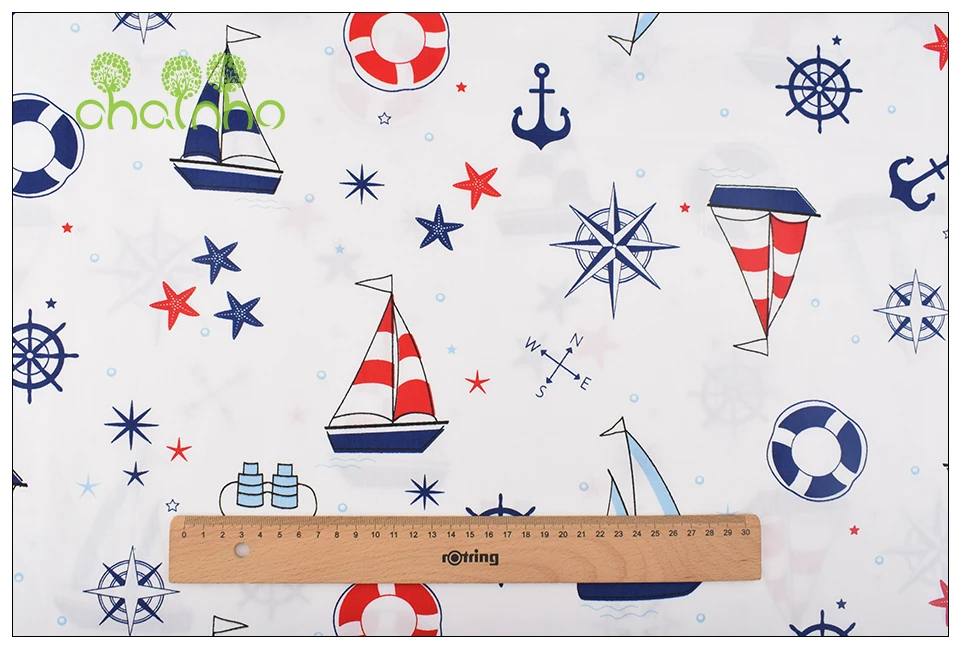 Chainho, Ocean Series,Printed Twill Cotton Fabric,Patchwork Cloth For DIY Sewing Quilting Baby&Children's Material,100x160cm