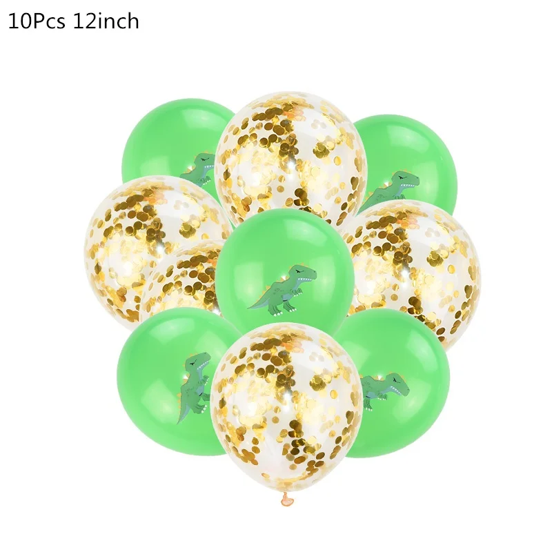 10pcs set2 Динозавр день рождения динозавр фольга конфетти для воздушного шара латексные шары динозавр воздушный шарик Globos дети животные джунгли вечерние украшения - Цвет: 10pcs set2