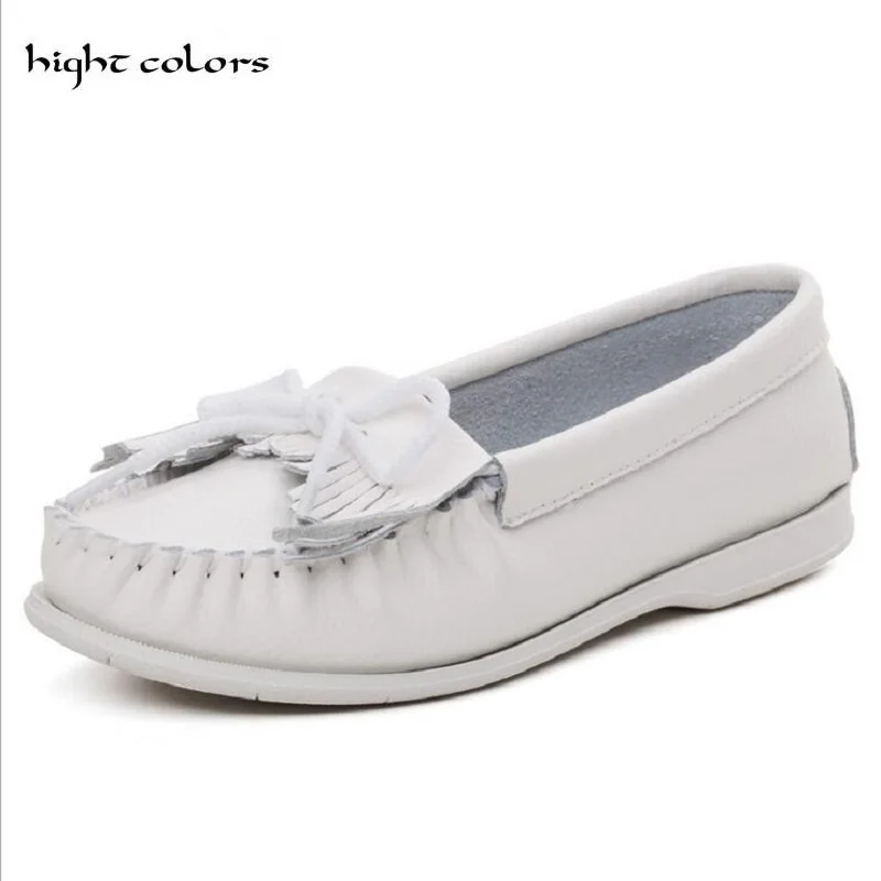 Женские мокасины из натуральной кожи на плоской подошве без застежки мягкие