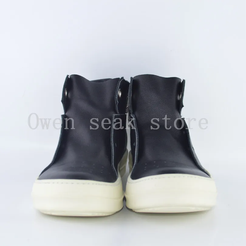 Owen Seak Women Shoes High-TOP Ankle Luxury Trainers Genuine Leather Boots Casual Brand Zip Flats Black White Big Size Sneaker | Обувь