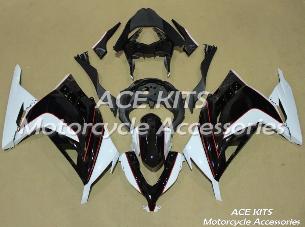 

Новый мотоциклетный обтекатель abs для Kawasaki Ninja300 2013-2017 впрыска кузова изумительный черный белый ACE № 831