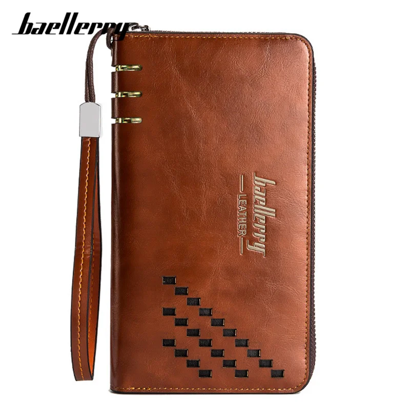 Baellerry Men Clutch Wallets with Wrist Band Brand Designer Card Photo Holder Money Purse for Male Coin Pocket Long Wallet Man | Багаж и