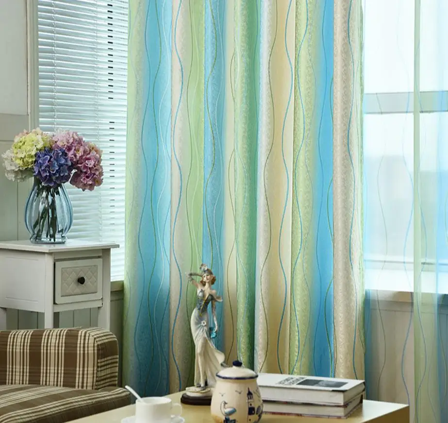 Для гостиной комнаты балкона спальни цвет изогнутые полосы занавес для