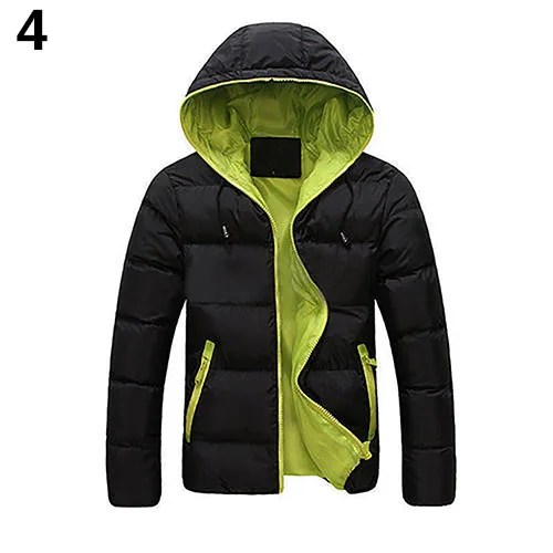 Мужская приталенная Повседневная теплая куртка с капюшоном зимнее плотное