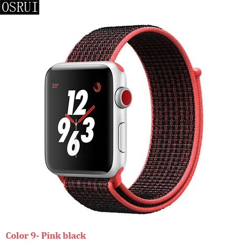 9- Pink black Спортивный ремешок-петля для apple watch 4, 5, 3, 44 мм, 40 мм, correa, 42 мм, 38 мм, iwatch, браслет, дышащий, apple, Аксессуары для часов - Цвет ремешка: 9- Pink black