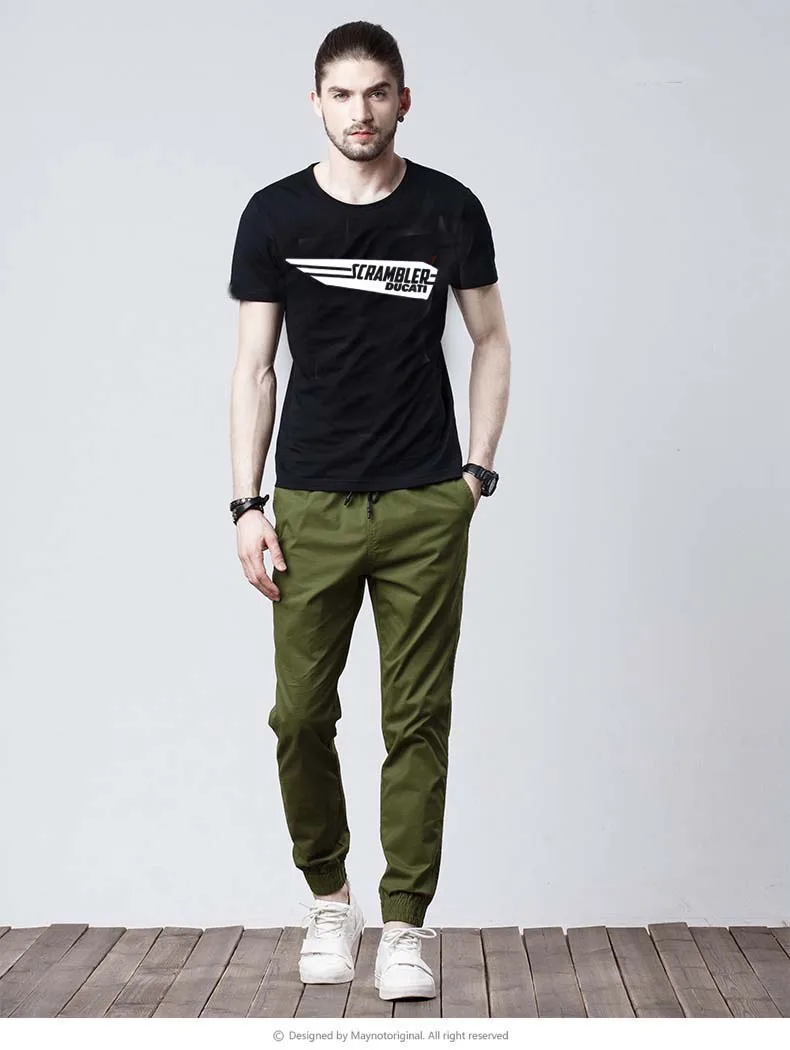 FOR 2016 KODASKIN Motorcycle Style T shirt Men Summer Mens Fashion Casual Short Sleeve O-neck Tee SCRAMBLER Italy (BLACK) | Автомобили и