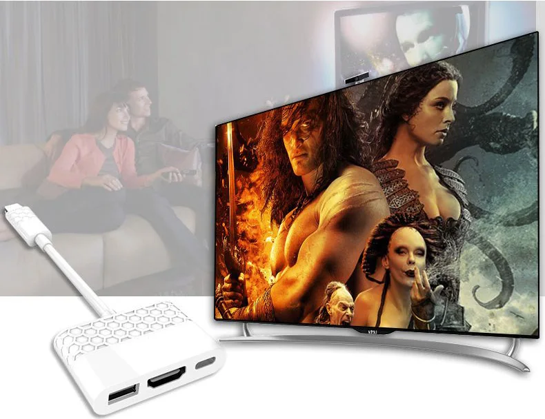 Thunderbolt 3 Тип C USB 3,1 4K HDMI VGA адаптер 3-в-1 кабель для Apple macbook и pro(thunderbolt-зарядное устройство с 3 usb-портами