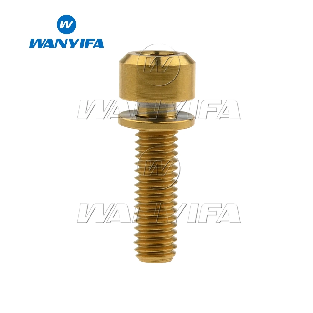 Титановый "Wanyifa" Ti болты M5x16mm M5x18mm M5x20mm для Велосипедный вынос руля болт с внутренним шестигранником с шайбой для велосипеда - Цвет: M5x18mm Golden