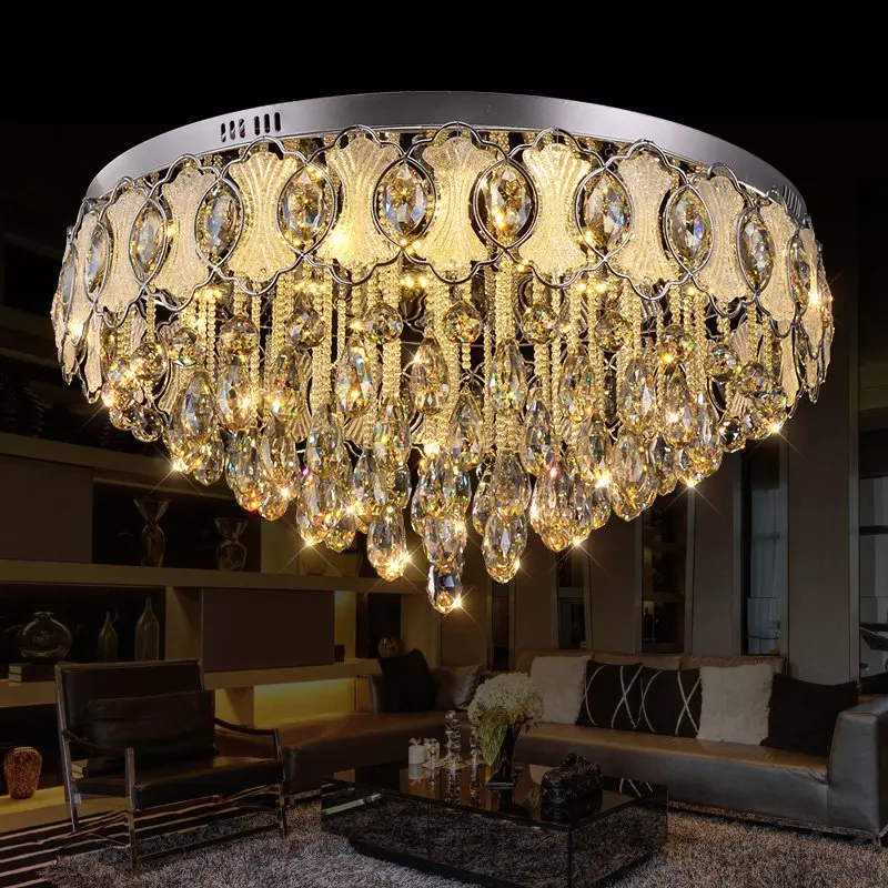 Современные хрустальные круглые потолочные светильники для гостиной роскошные