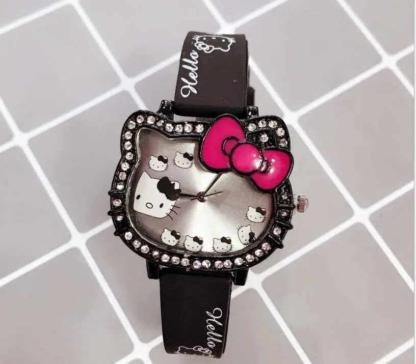 Дети hello Kitty мультфильм девушка студентка силиконовая лента кошка голова милые часы женщины