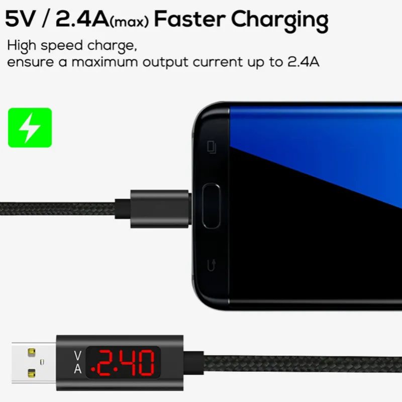 Кабель Micro USB VOXLINK интеллектуальный дисплей напряжения и тока usb кабель для