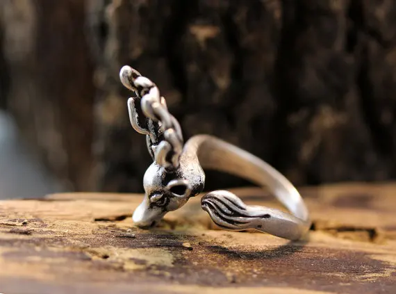 Оптовая продажа регулируемое ретро кольцо с оленем оленьи оленя античное