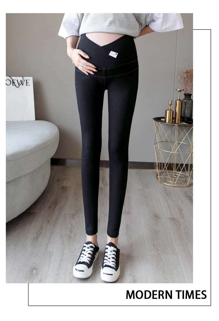 1911# Autumn Winter Skinny Maternity Legging Across V Low Waist Belly Legging for Pregnant Women Cotton Pregnancy Pencil Pants