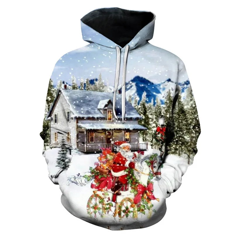 Hoodie Men Women 3d Printed Pullover Unisex Reindeer Snowflake Pocket Ugly Christmas Sweatshirt Hoodies Tops | Мужская одежда