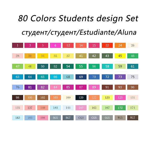 80 student Design Touchnew 168 цветов Набор художников двойная головка набор маркеров для эскизов для экологически чистых школьных принадлежностей маркер ручка дизайн маркер - Цвет: 80 student Design