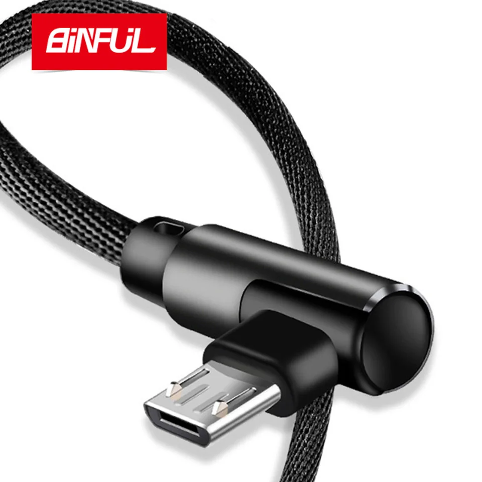 Кабель для быстрой зарядки Micro USB с углом 90 градусов, оплеткой из нейлона, длиной 1 м, 2 м, 3 м, для зарядки и передачи данных для Samsung Xiaomi Redmi LG MicroUsb V8.