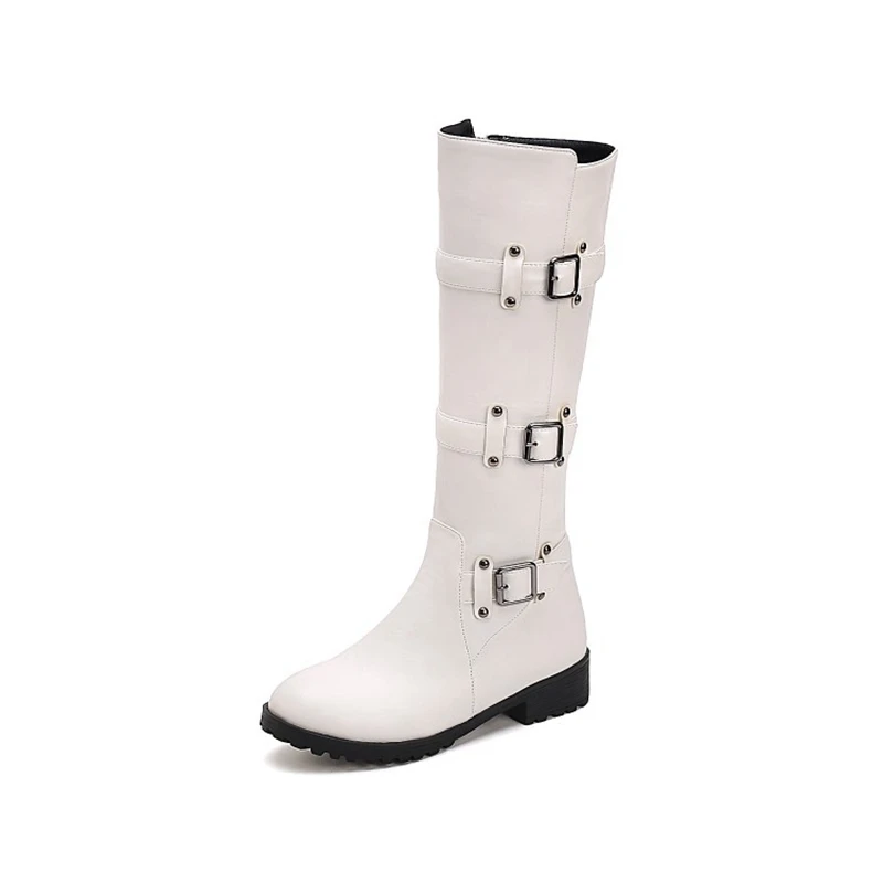 REAVE CAT/женские сапоги до колена; зимние теплые сапоги с круглым носком; botas feminino; обувь на молнии; ботинки для верховой езды на толстом каблуке с пряжкой; mujer; A1345