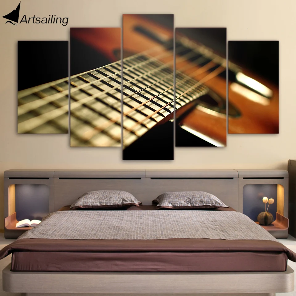 Картина на холсте с изображением музыкальных инструментов 5 шт.|picture for living room|wall