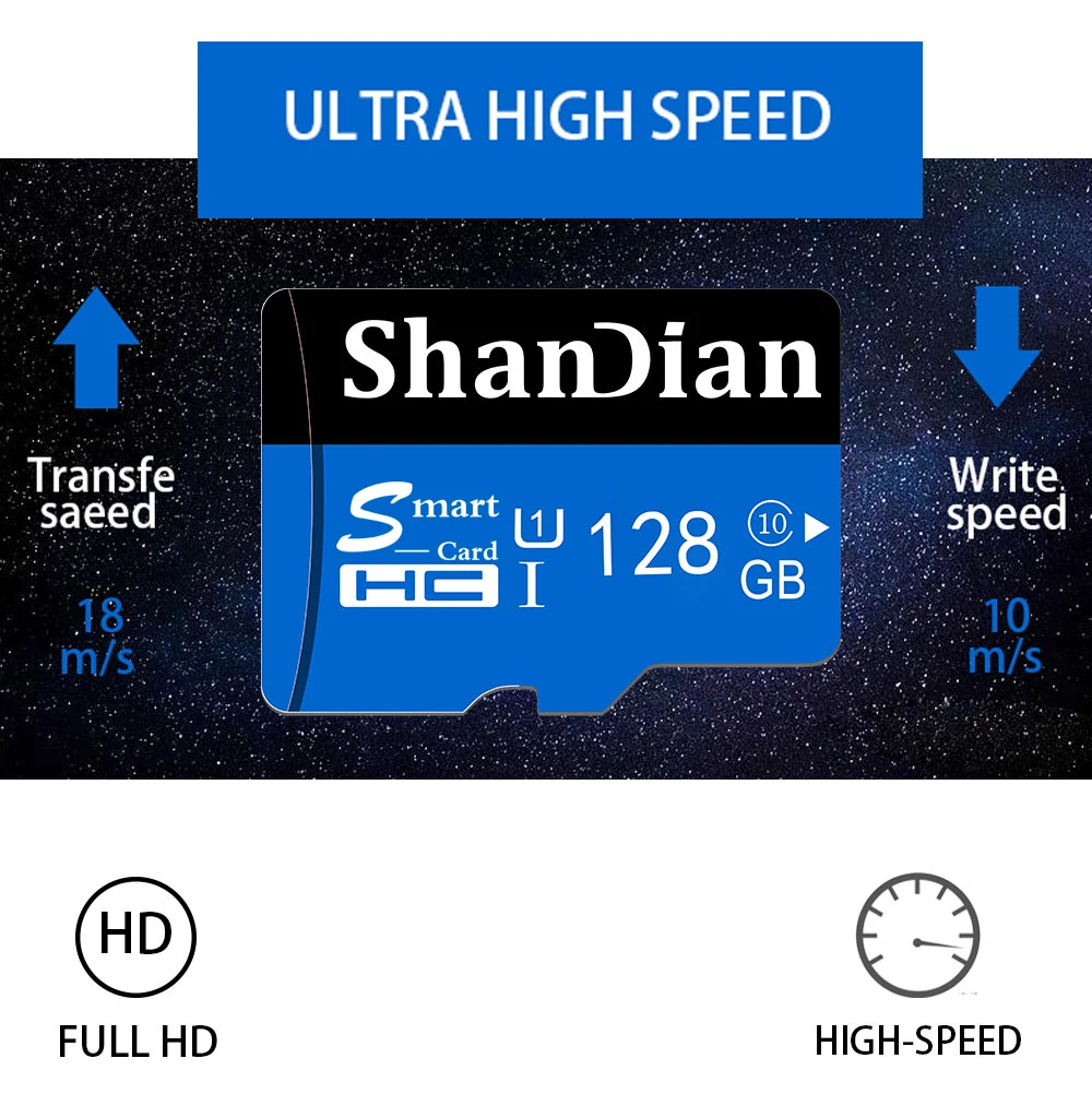Высококачественная карта памяти SHANDIAN, класс 10, Смарт sd-карта, 8 ГБ, 16 ГБ, 32 ГБ, 64 ГБ, 128 ГБ, Смарт Мини TF карта, розничная посылка