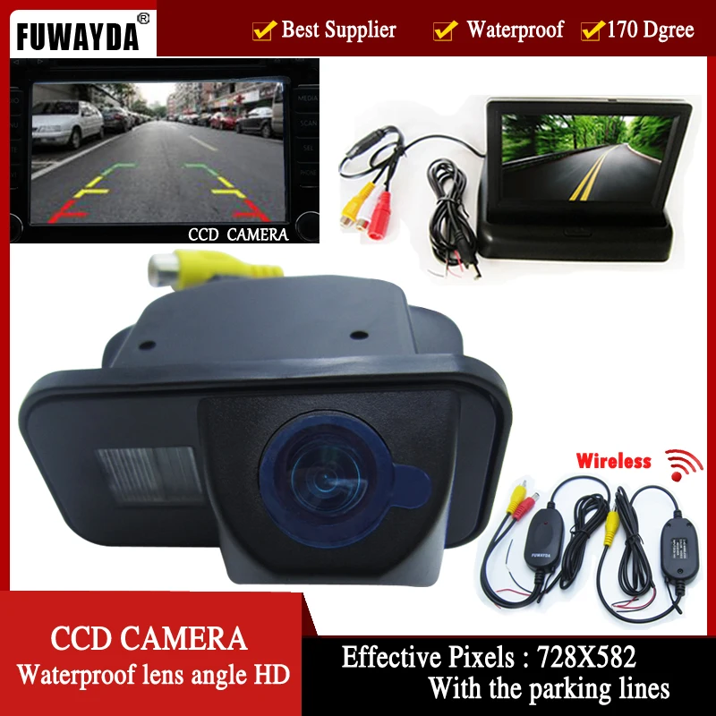 

FUWAYDA Wireless Color CCD Car Rear View Camera for TOYOTA Corolla Tarago Previa Wish Alphard 4.3 Inch foldable LCD TFT Monitor