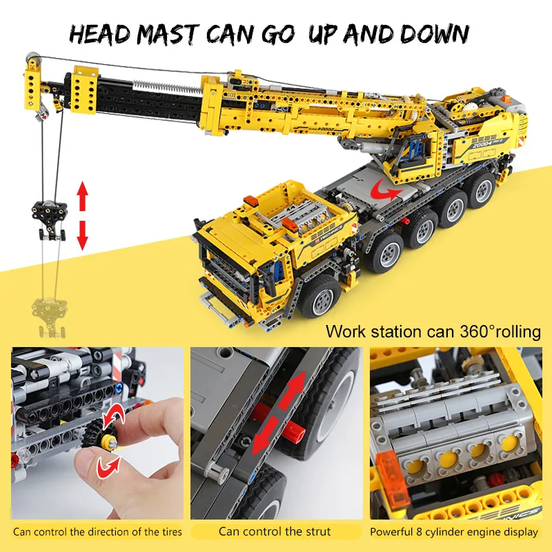 Technic 20004 двигатель мощность мобильный кран Mk II модель строительные блоки кирпичи