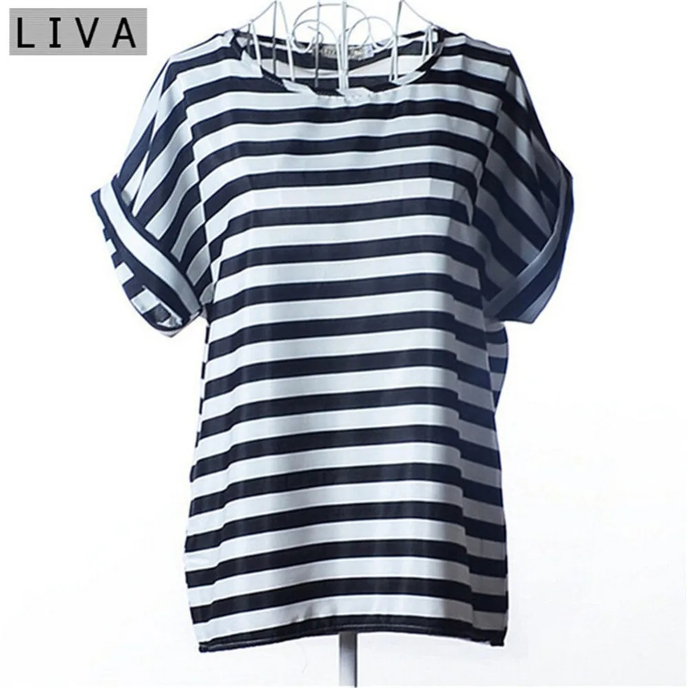 Летняя тонкая женская рубашка S-XXL, летняя стильная Свободная шифоновая блузка с красочным принтом, повседневные топы с коротким рукавом, женская блуза в полоску