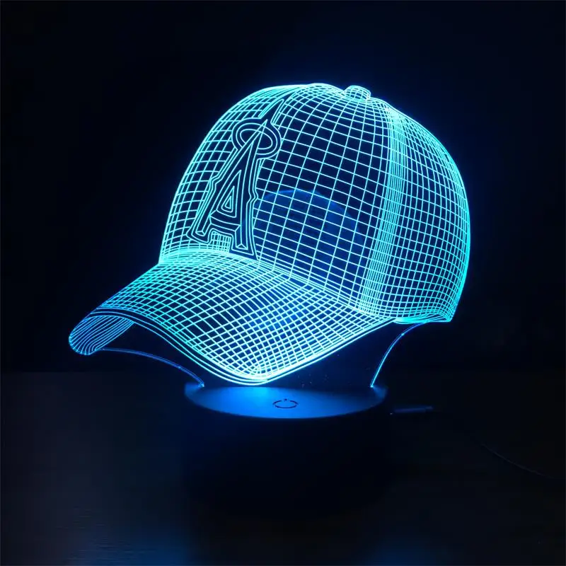 Бейсбольная кепка светодиодный 3d ночник спортивная шапка настольная лампа USB 7