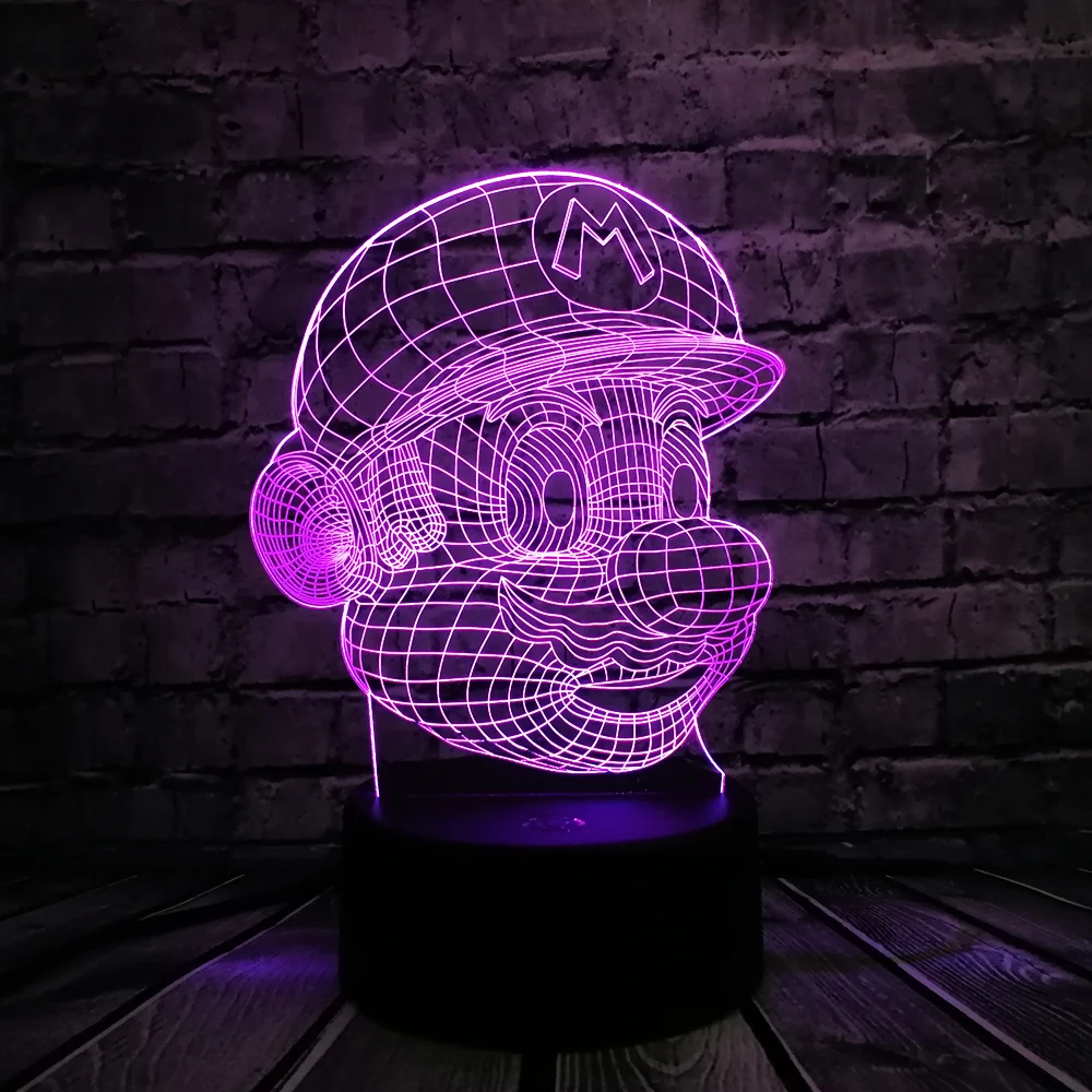 Классический мультфильм игра фигурка Супер Марио 3D светодиодный USB лампа Акриловая Новинка рождественское освещение подарок RGB сенсорный пульт дистанционного управления игрушки