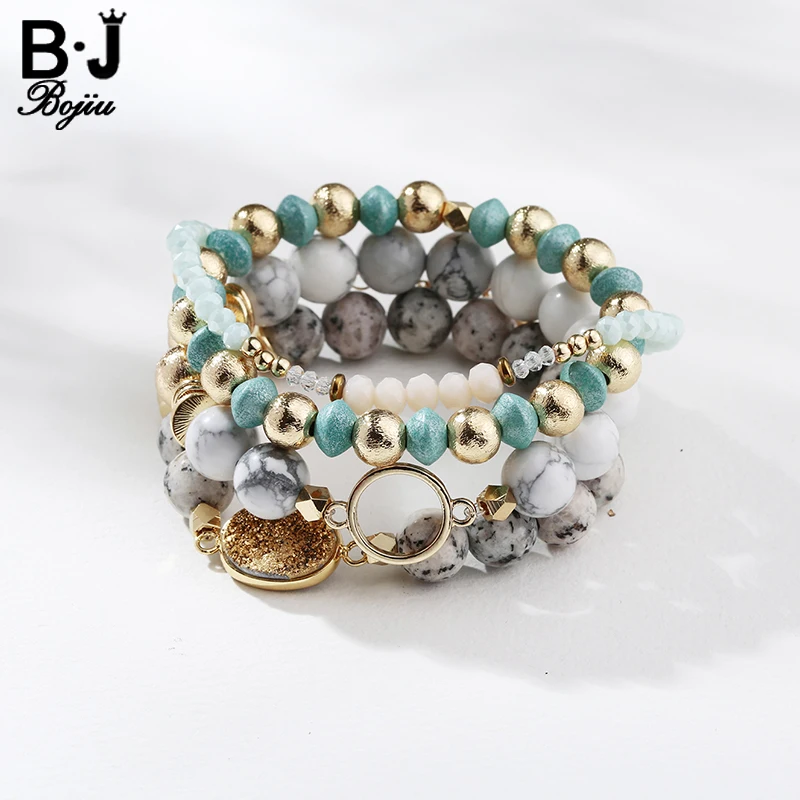 Модный браслет Stack настоящий Натуральный Druzy коннектор Howlite камень дерево марбель