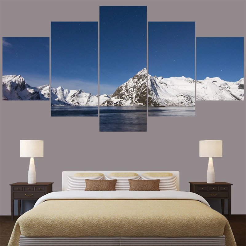 Картины Snow Mountain Lake для спальни настенное искусство домашний декор картина на
