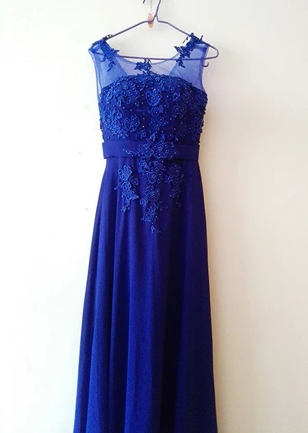 Royal Blue Вечерние платья, цвет лаванды Длинные Пол Длина Аппликации шифон провечерние м платья халат De Soiree - Цвет: Royal Blue