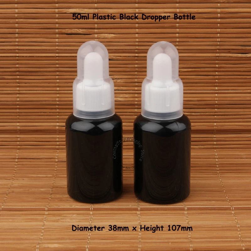 30 шт./лот Акция пустой 50 мл пластиковый черный флакон капельница контейнер для